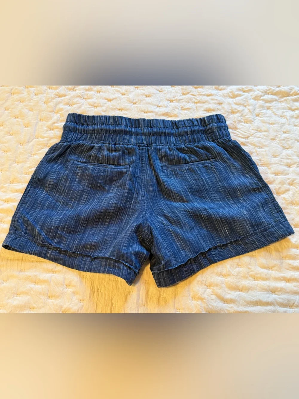 Athleta Cabo Linen Shorts (Blue, Size 4)